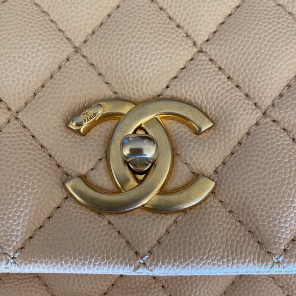 Chanel Medium Coco Quilted Caviar Leather Top Handle Shoulder Bag - Picture 6 of 13